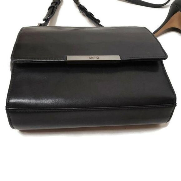 Enzo Angiolini Black Leather Handbag classic casual classy desingner pretty date - Picture 6 of 8